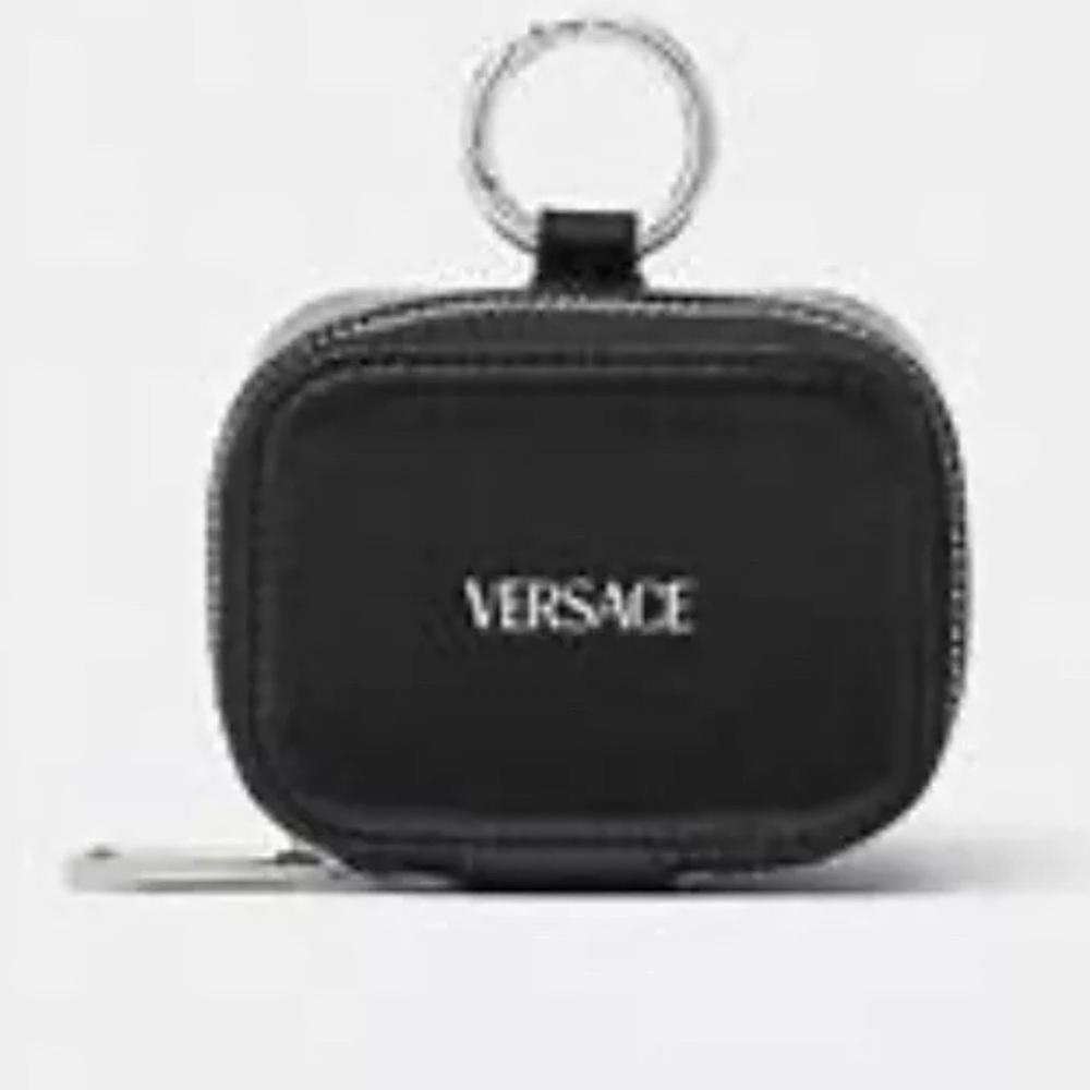 Auth‎ New Leather Versace Cargo AirPods Case  Black and Silver - Picture 6 of 6